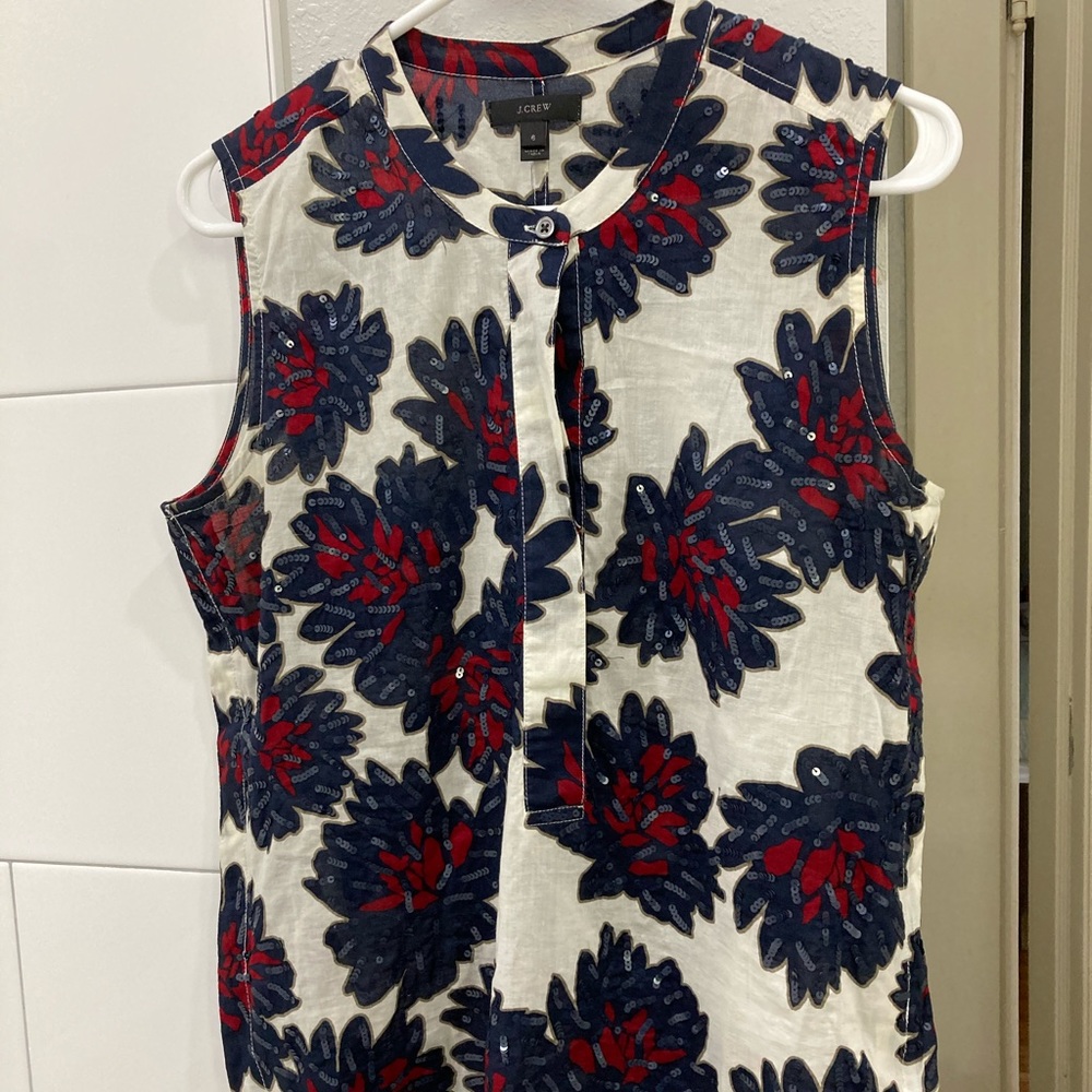 J.Crew floral sequined sleeveless pop over